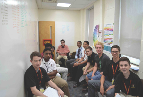 Iona Prep Human Rights Club members before
their human rights video conference with
Colegio Cardenal Newman on May 22nd.
