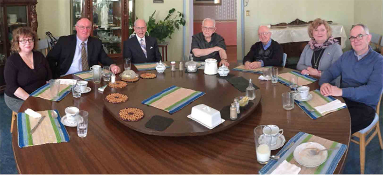 (l to r) Ann Bowen (niece) Harry Bowen, Dr. Jim Darcy (brother)
Br. Darcy, Br. Bellows, Iris Darcy, Dr. Steve Darcy (nephew).