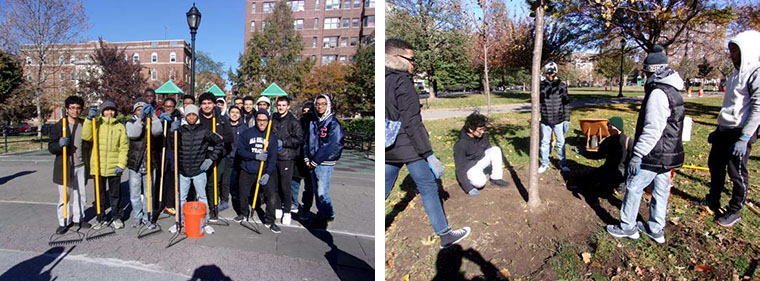 Students from All Hallows spent a
November day learning from Bronx is
Blooming, a local non-profit that helps
to improve Bronx Parks. All Hallows
students learned how to advocate for
local parks and participated in service
activities at two local area parks.