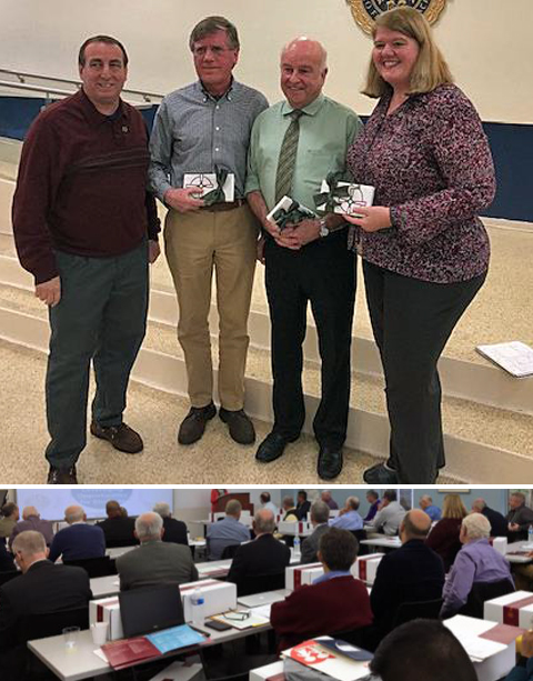 TOP: (l to r) Br. Kevin Griffith, Province Leader Tom Beatty, Principal Catholic Memorial , Sean Sullivan, Principal All Hallows, Neysa Finnie, President St. Thomas More Collegiate<br>
BOTTOM: Opening Session