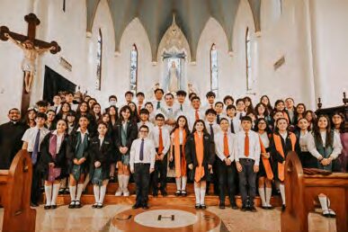 GRMS students in church